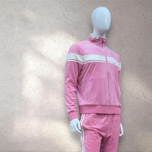 Men’s Sergio Tacchini Pink | Gardenia Pipping Velour Full Zip Tracksuit NWT - Picture 3 of 6